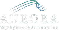 White text with blue and green swoop for Aurora logo